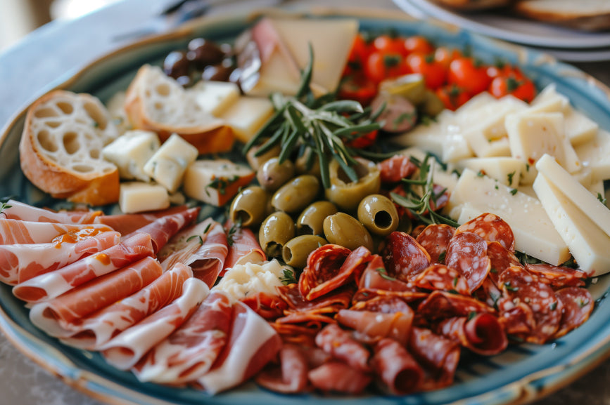 Anti pasto, charcuterie, salami, bresaola, Italië, saucisson